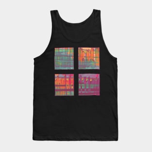 Liminal Space in Orange, Bordeaux and Sapphire Blue through 4 windows Tank Top